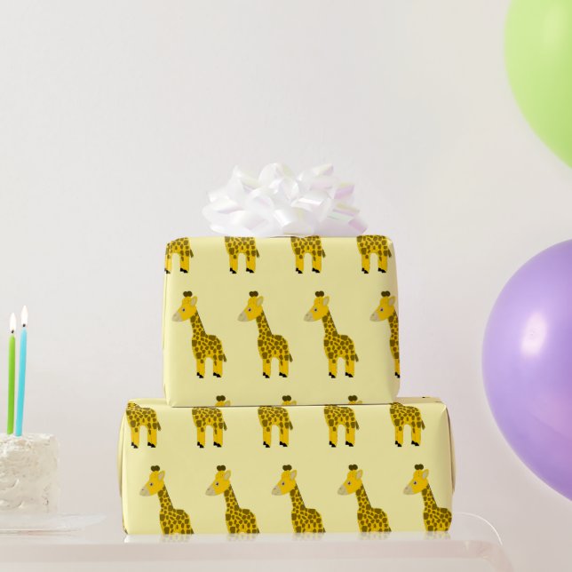 Papel De Presente Design de girafa em qualquer cor de fundo (Presentes para festas)