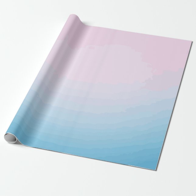 Papel De Presente Design de Gradiente Suave Rosa e Azul (Desenrolado)