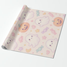 Papel De Presente Design de Halloween Abóbora Kawaii 