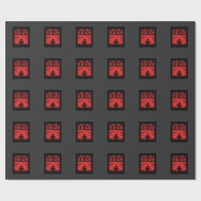 Papel De Presente Design de Halloween Que Tempo Para Estar Vivo (Aberto)