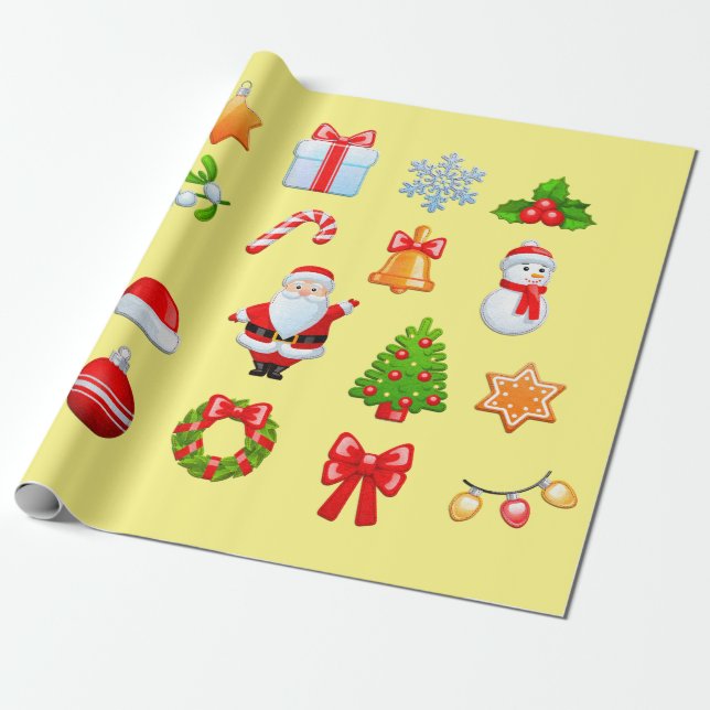 Papel De Presente Design de Ícones de Natal Doce (Desenrolado)