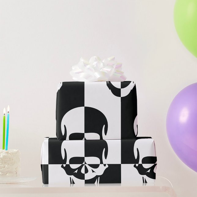 Papel De Presente Design de Illusão Óptica Branca e Negra Negra (Criador carregado)