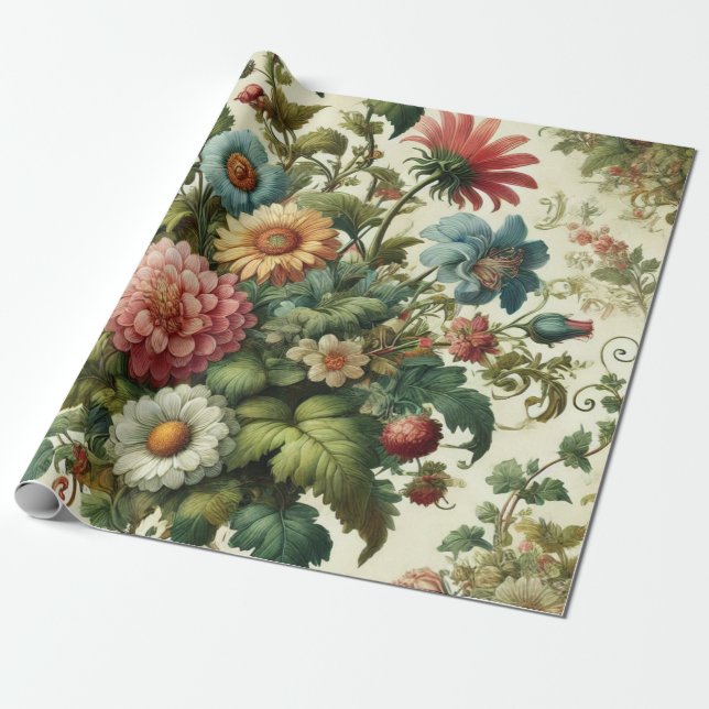 Papel De Presente Design de Jardim Sem Costura (Desenrolado)