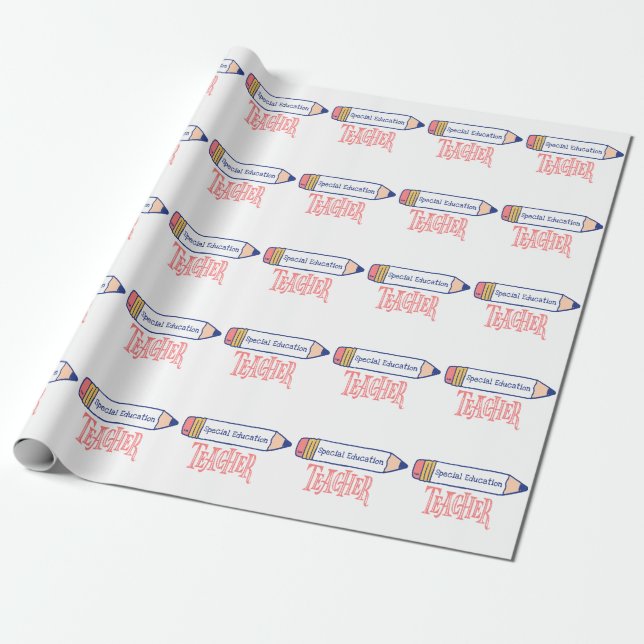 Papel De Presente Design de Lápis de Professores Especiais (Desenrolado)