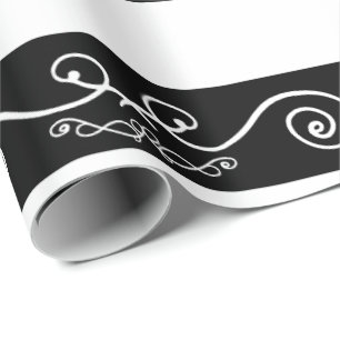 Papel De Presente Design de listras brancas pretas