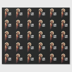 Papel De Presente Design de meme cristão engraçado de Jesus "Eu Vi I
