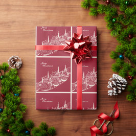Papel De Presente Design de Mesa de Natal Minimalista Personalizado