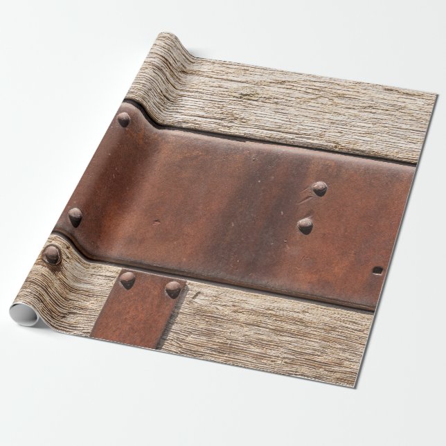 Papel De Presente Design de metal russo de madeira castanha (Desenrolado)