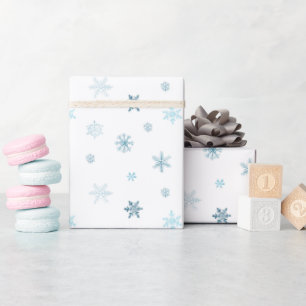 Papel De Presente Design de Natal de Inverno Azul Suave em Aquarela