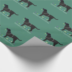 Papel De Presente Design de Natal Merry Black Lab