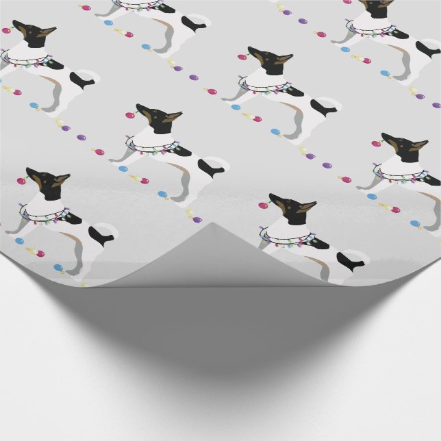 Papel De Presente Design de Natal Rat Terrier Silhouette (Ponta)