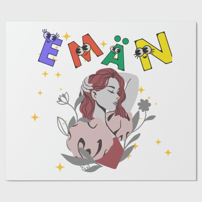 Papel De Presente design de nome fofo EMAN (Aberto)