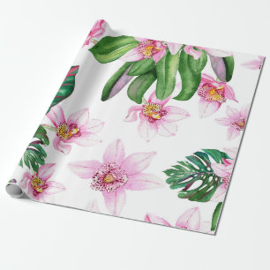 Papel De Presente Design de Orquídeas em Aquarela 30 