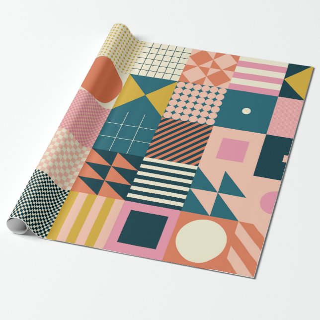 Papel De Presente Design de padrão abstrato geométrico moderno com s (Desenrolado)