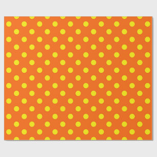 Papel De Presente Design de Padrão de Bolinhas Amarelo em Laranja
