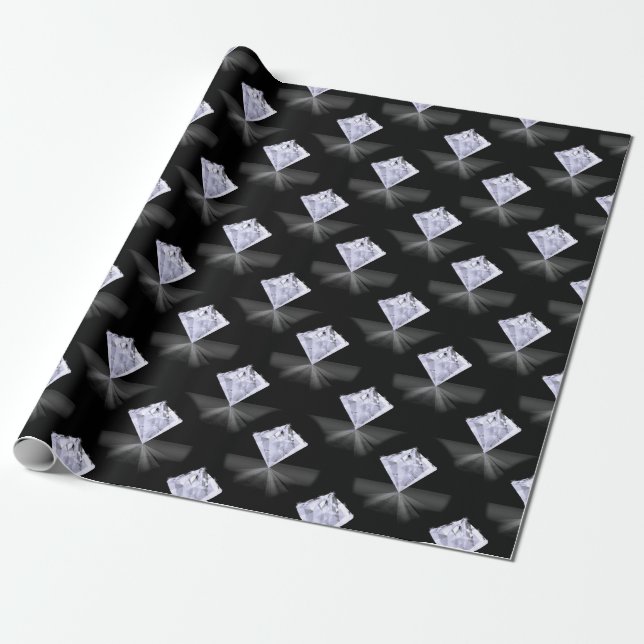 Papel De Presente Design de padrão de diamante branco preto brilhant (Desenrolado)