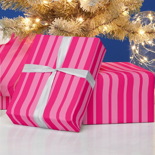 Papel De Presente Design de padrão de faixa de Na moda rosa-claro e  (Criador carregado)