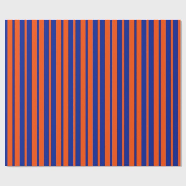 Papel De Presente Design de Padrão de Faixa Na moda de Azul Laranja (Aberto)