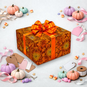 Papel De Presente Design de Padrão de Folha de Outono de Halloween