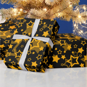 Papel De Presente Design de Padrão de Leitura de Estrelas de ouro