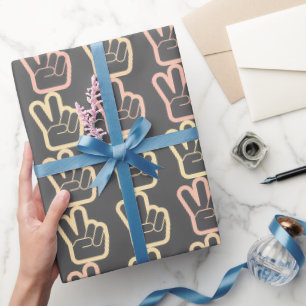 Papel De Presente Design de padrão de mão com sinal de paz em pastel