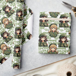 Papel De Presente Design de Padrão de Meninas Soldier Animes