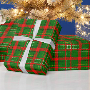 Papel De Presente Design de Padrão de Xadrez de Tartan no Natal Verd