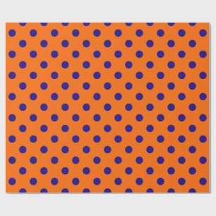 Papel De Presente Design de Padrão do Blue On Orange Bolinhas