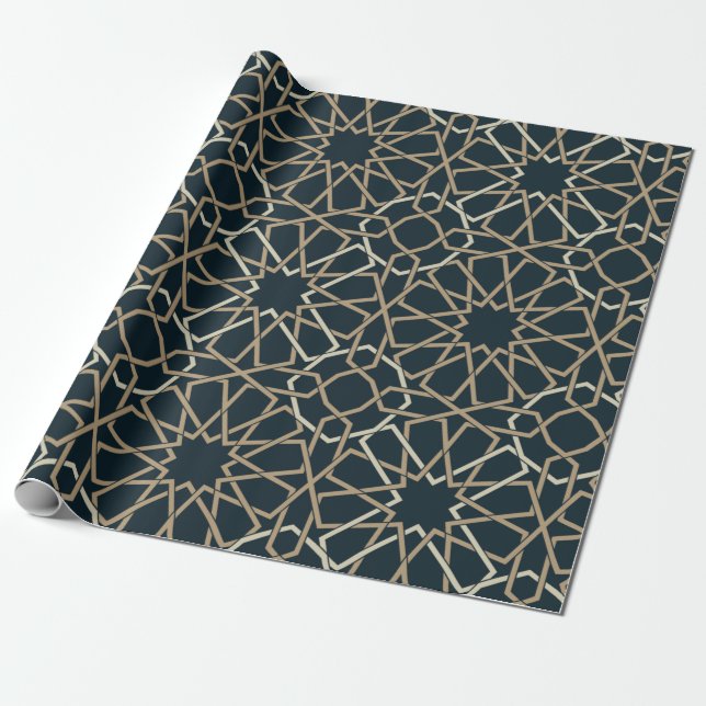 Papel De Presente Design de Padrão Geométrico Islâmico (Desenrolado)