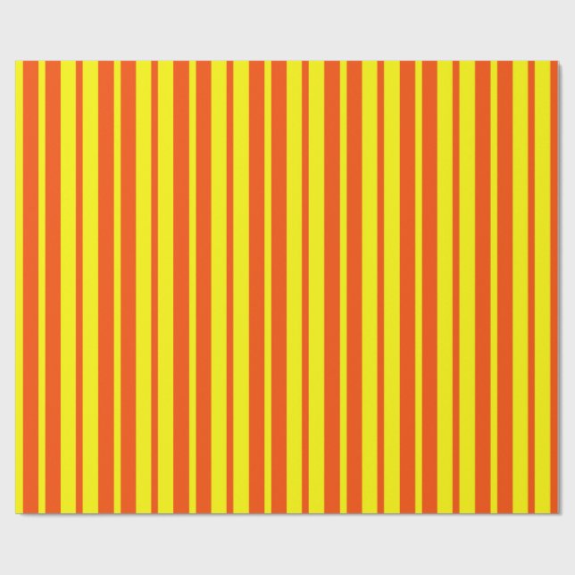 Papel De Presente Design de Padrão Na moda de Faixa Amarela Laranja (Aberto)