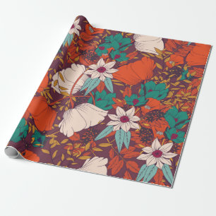 Papel De Presente Design de padrão sem costura com flores desenhada