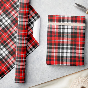 Papel De Presente Design de padrão xadrez tartã vermelho preto e bra