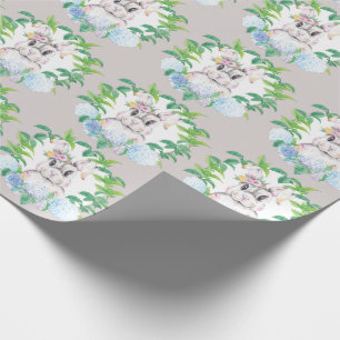 Papel De Presente design de Páscoa Elegante Hydrangea Wreath Bunny