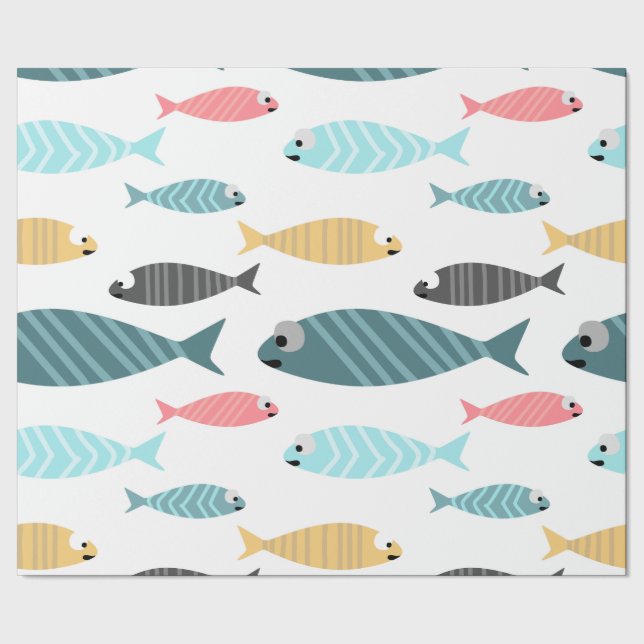 Papel De Presente Design de peixe pequeno e bonito (Barra)