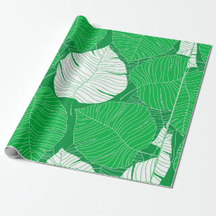 Papel De Presente Design de pintura de folha abstrato tropical