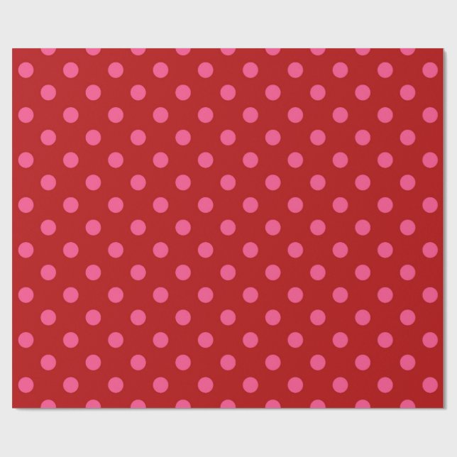Papel De Presente Design de Pontos Marrons Vermelho Rosa (Aberto)