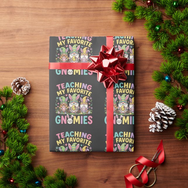 Papel De Presente Design de Professor Gnome Fofo Ensino  (Presente de Natal)