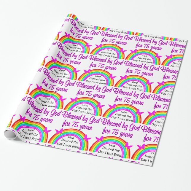 PAPEL DE PRESENTE DESIGN DE RAINBOW DE 75 ANOS PERSONALIZADO (Desenrolado)
