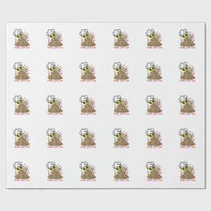 Papel De Presente Design de Ramen Kawaii de Gato Chef Alien Personal