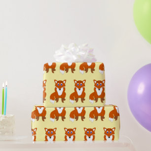 Papel De Presente Design de Raposa Qualquer Cor de Fundo