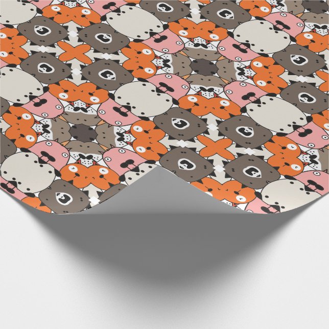 Papel De Presente Design de Rosto de Cachorro Abstrato (Ponta)