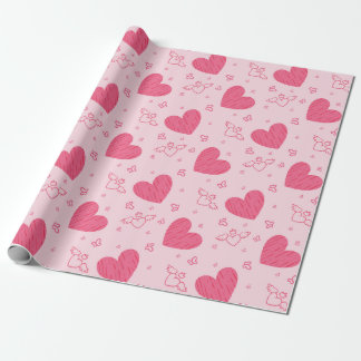 Papel De Presente Design de Tema Cardíaco Dia de os namorados adoráv