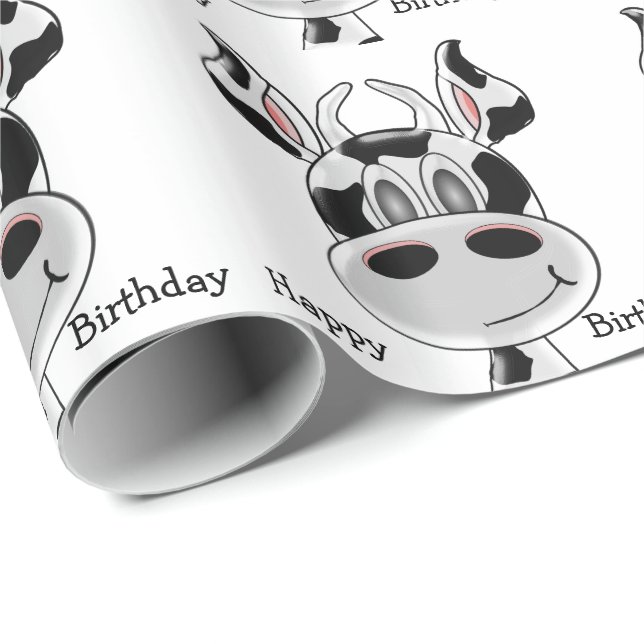Papel De Presente Design de Vaca de Aniversário (Ponta do rolo)
