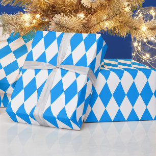 Papel De Presente Design de Verificadores de Ouros Branco Azul