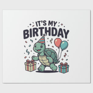 Papel De Presente Design de Vetor de Festa de Aniversário de Tartaru