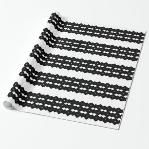 Papel De Presente Design de Zigzag preto e branco Deluxe