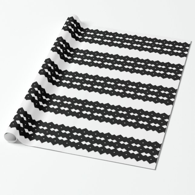 Papel De Presente Design de Zigzag preto e branco Deluxe (Desenrolado)