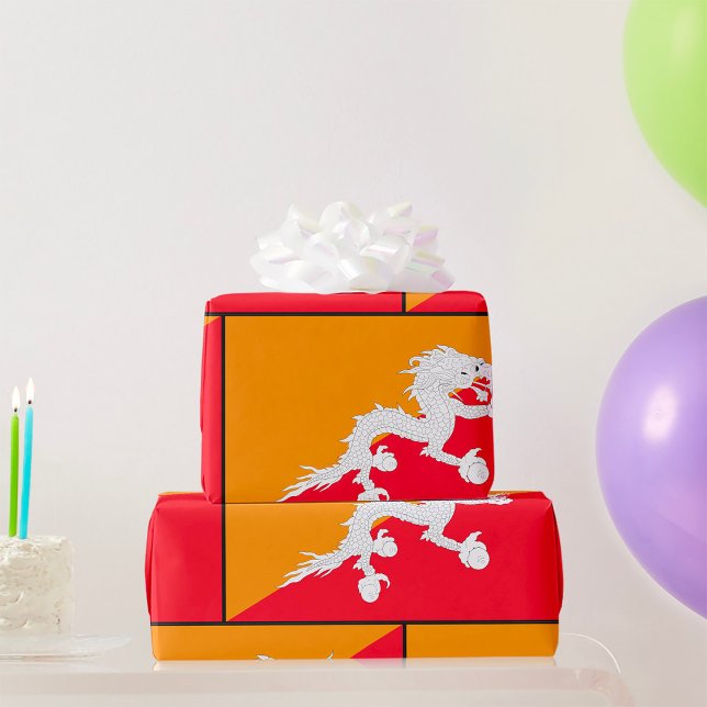 Papel De Presente Design do Butão com Dragão Branco (Criador carregado)