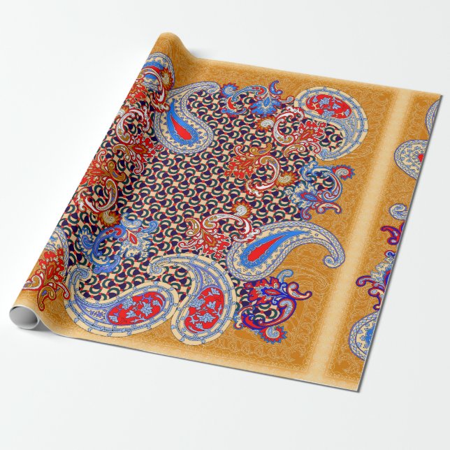 Papel De Presente Design do cachecol multicolorido Paisley (Desenrolado)
