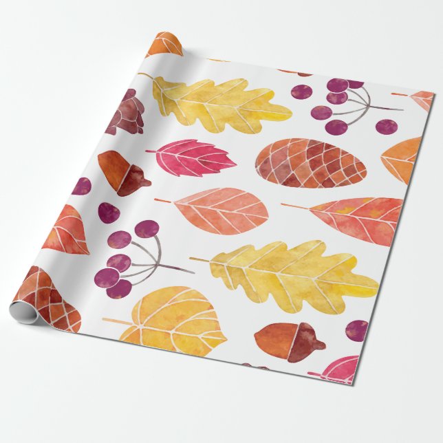 Papel De Presente Design do outono de Ação de Graças (Desenrolado)